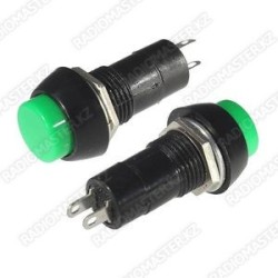 Кнопка PBS-11B, 3А/250v (зеленая/круглая) без фиксации, на замыкание.