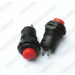 Кнопка DS-227 ⟨DS425⟩, Красная, 12mm, 1.5А 250v 2pin ⟨разомкнутый⟩ с фиксацией