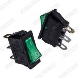 Клавиша ВКЛ KCD3-101N 16A/250v (3pin) с подсветкой зеленая