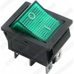 Клавиша ВКЛ KCD4  16A/250v (6pin) с подсветкой зеленая