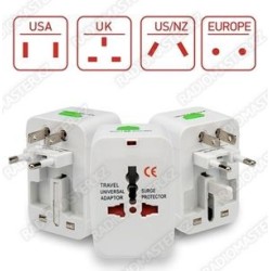 Электрический перех. в розетку Travel adaptor 10А, 100-250V (5 in 1 универсальный) Белый 