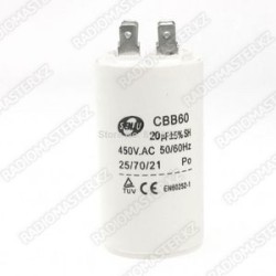 Конденсатор 20mF 450v CBB60 (пуск/раб) круглый пластик
