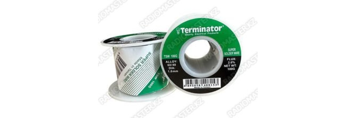 Припой (олово) TERMINATOR, D-1.0mm, с канифолью 60/40, 2% Flux, 100гр (катушка) Тайвань ORIGINAL