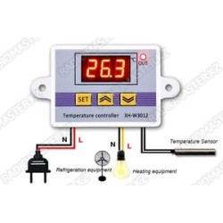 Термостат, терморегулятор температуры высокоточный XH-W3012 ⟨погр 0,1%  t -30  +220 °C/питание 12В ⟩
