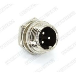 Разьем питания цилиндрический, GX16-3, 0-15A 250V, 3pin (розетка)