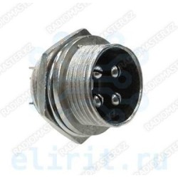 Разьем питания цилиндрический, GX16-4, 0-15A 250V, 4pin (розетка)