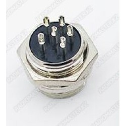 Разьем питания цилиндрический, GX16-6, 0-15A 250V, 6pin (розетка)