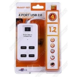 HUB USB 2.0   1 х 4 портов   P-1601  (белый) 1.2m
