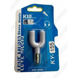 Переходник аудио KY-155 mini Jack 3.5mm (П) -> 2 х mini Jack 3.5 (М) белый