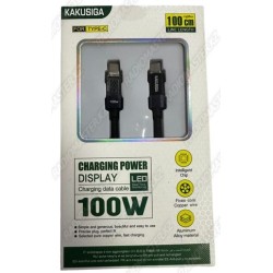 USB TYPE-C to TYPE-C прозрачным цифровым дисплеем , 100W  длина 1 м, KAKUSIGA KSC-971