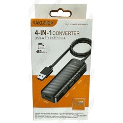HUB USB 2.0  KAKUSIGA KSC-1409-H, USB 2.0 Ethernet 4 in 1, HAB 4 port USB 2.0, 1.2m