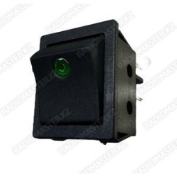Клавиша ВКЛ KCD-4-201N-B  16A/250v (4pin) с кругл..подсветкой зеленая