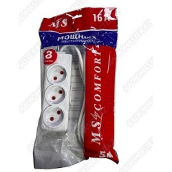 Тройник треугольный Triple Socket 10A 250v с заземлением (ромашка)