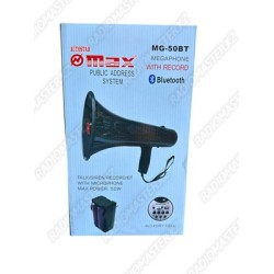 Рупор MAX MG-50BT на аккум 2x18650, выносной микрофон 50w, Bluetooth, 