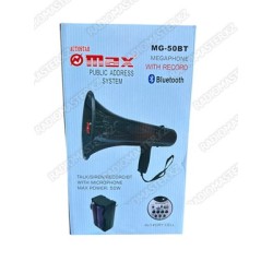 Рупор MAX MG-50BT на аккум 2x18650, выносной микрофон 50w, Bluetooth,