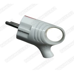 Вилка сетевая  TS40TM с з/к PLUG угловая, с ушком 16А, 250V,  белая (В16-008)