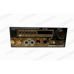 Усилитель звука/радио  BT-189A 30+30Вт, DC 12В, 5А, Bluetooth, USB 2.0, MICх2, CD, пульт, микрофон