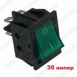 Клавиша ВКЛ JDO3-A1  30A/250v (4pin) с подсветкой зеленая