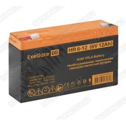 Аккум. батарея 6v 12Ah ExeGate HR6-12 AGM VRLA  (151*50*94mm, вес-1,77кг)  [ГАРАНТИЯ 14 ДНЕЙ]