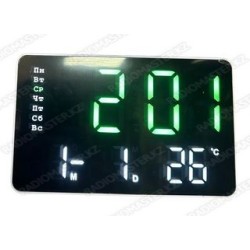 Часы злектронные настенные зеленый/белый GH0722, (160*100*25) USB 5V (3 х ААА-память)