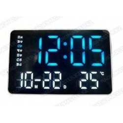Часы злектронные настенные синий/белый GH0722, (160*100*25) USB 5V (3 х ААА-память)