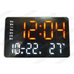 Часы злектронные настенные оранжевый/белый GH0722, (160*100*25) USB 5V (3 х ААА-память)