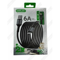 USB Data кабель GERLAX CD-7112, 6A, TYPE-C 2m черный