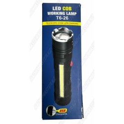 Фонарик метал T6-26 LED COB с магнитом 1 х 18650, TYPE-C зарядка